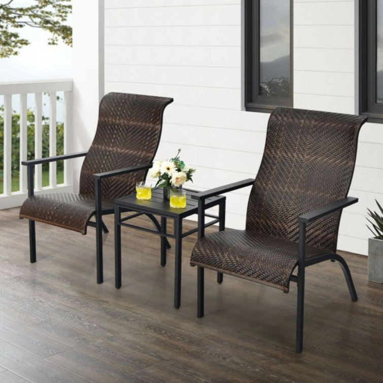 3 piece grey rattan best sale bistro set